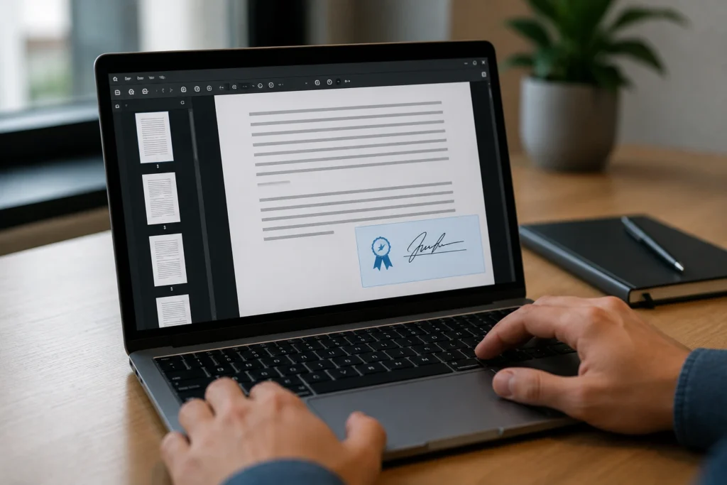 O que aparece em um PDF depois que ele recebe uma assinatura digital?